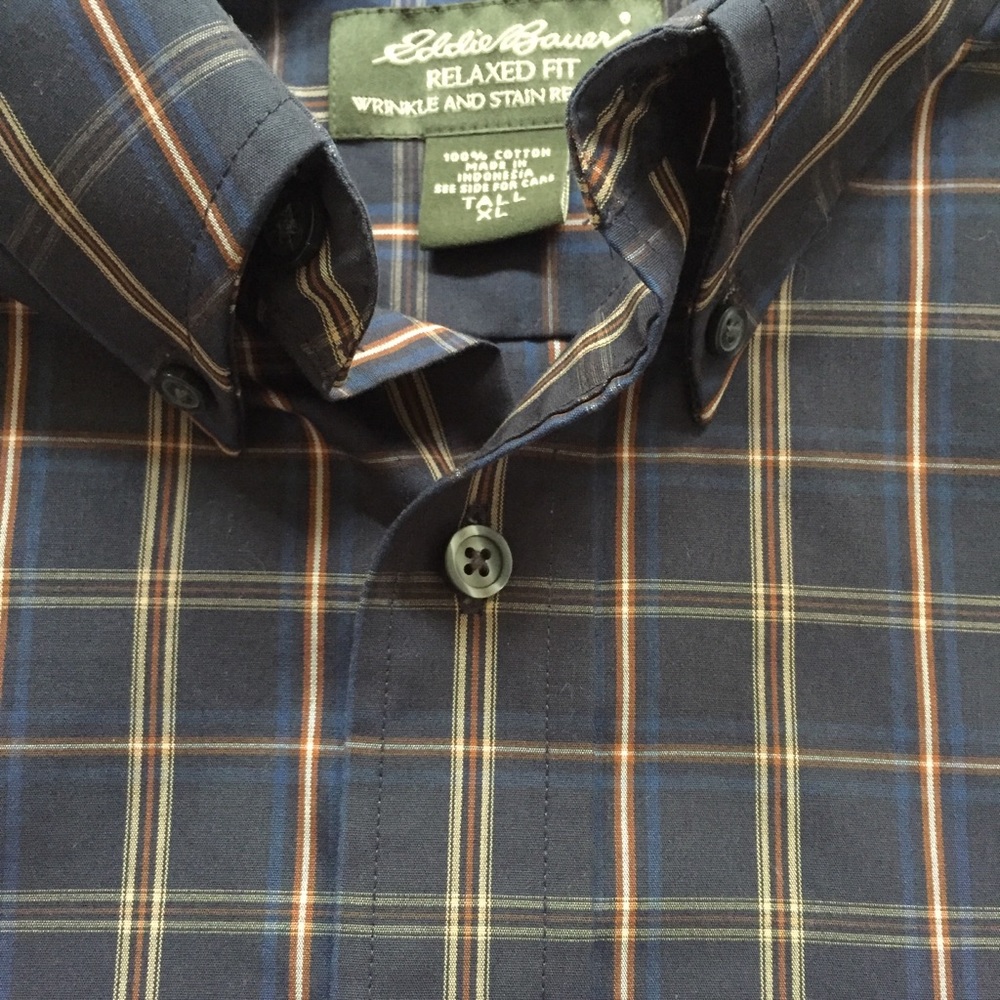 Eddie Bauer-Men’s Blue Plaid Shirt.  Size Tall XL